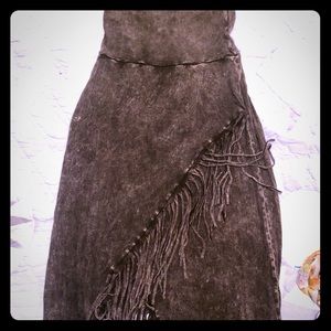 Distressed black fringe dress/skirt